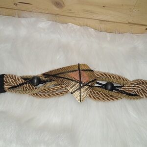 Vintage Gold and Black mid century modern Women's over the shirt belt